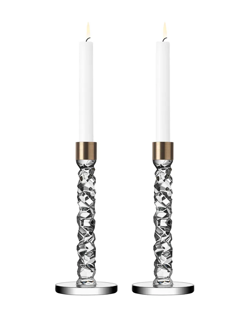 Carat Candlesticks Set of 2 - Brass, Crystal