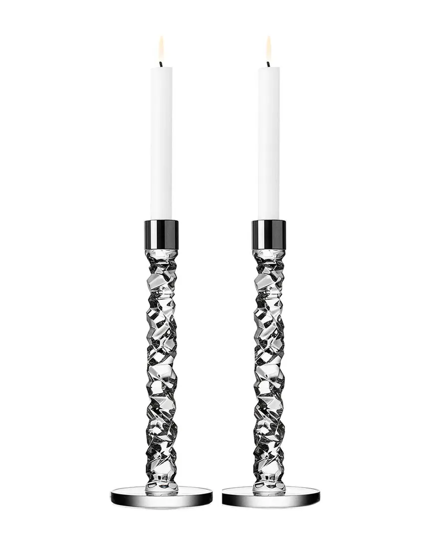 Carat Large Candlesticks Set of 2 - Silver, Crystal