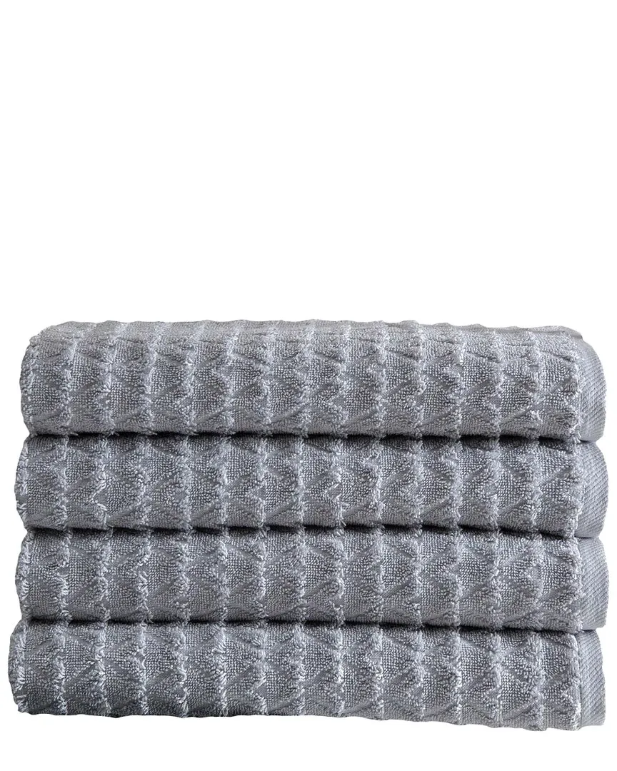 Azure Collection 4pc Bath Towel Set - Grey, Cotton