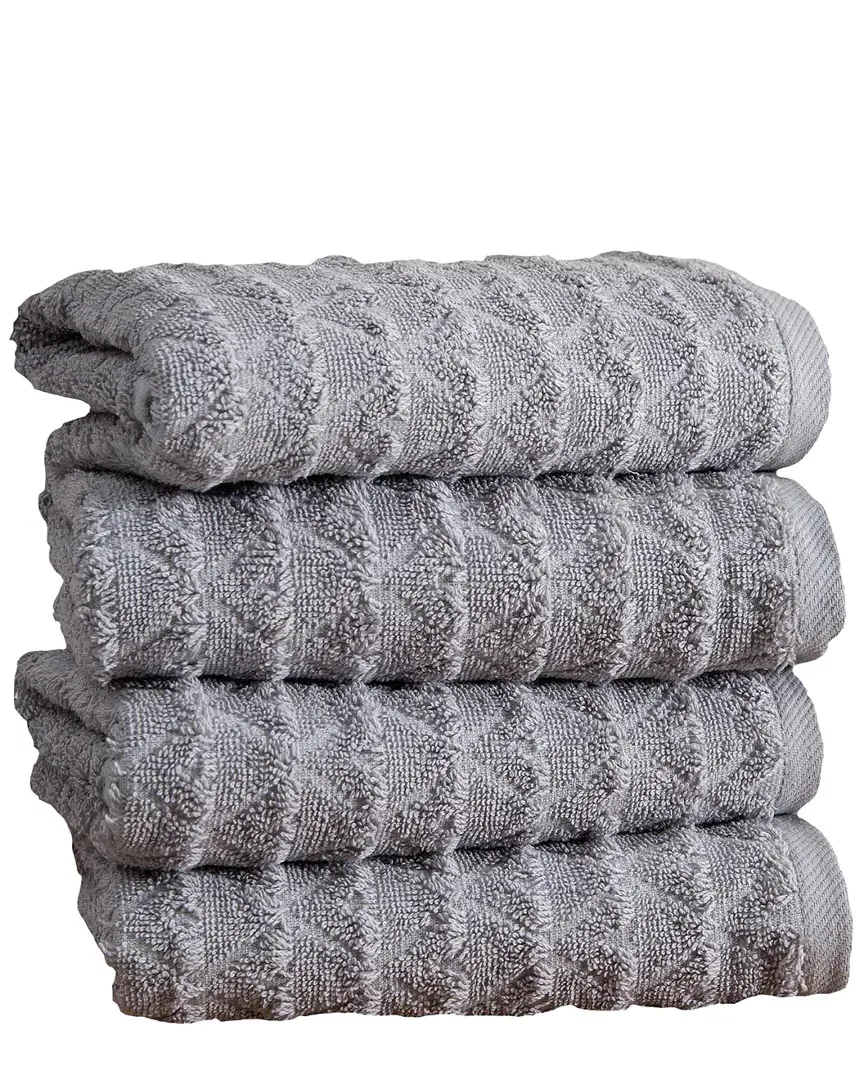 Azure Collection 4pc Hand Towel Set - Grey, Cotton