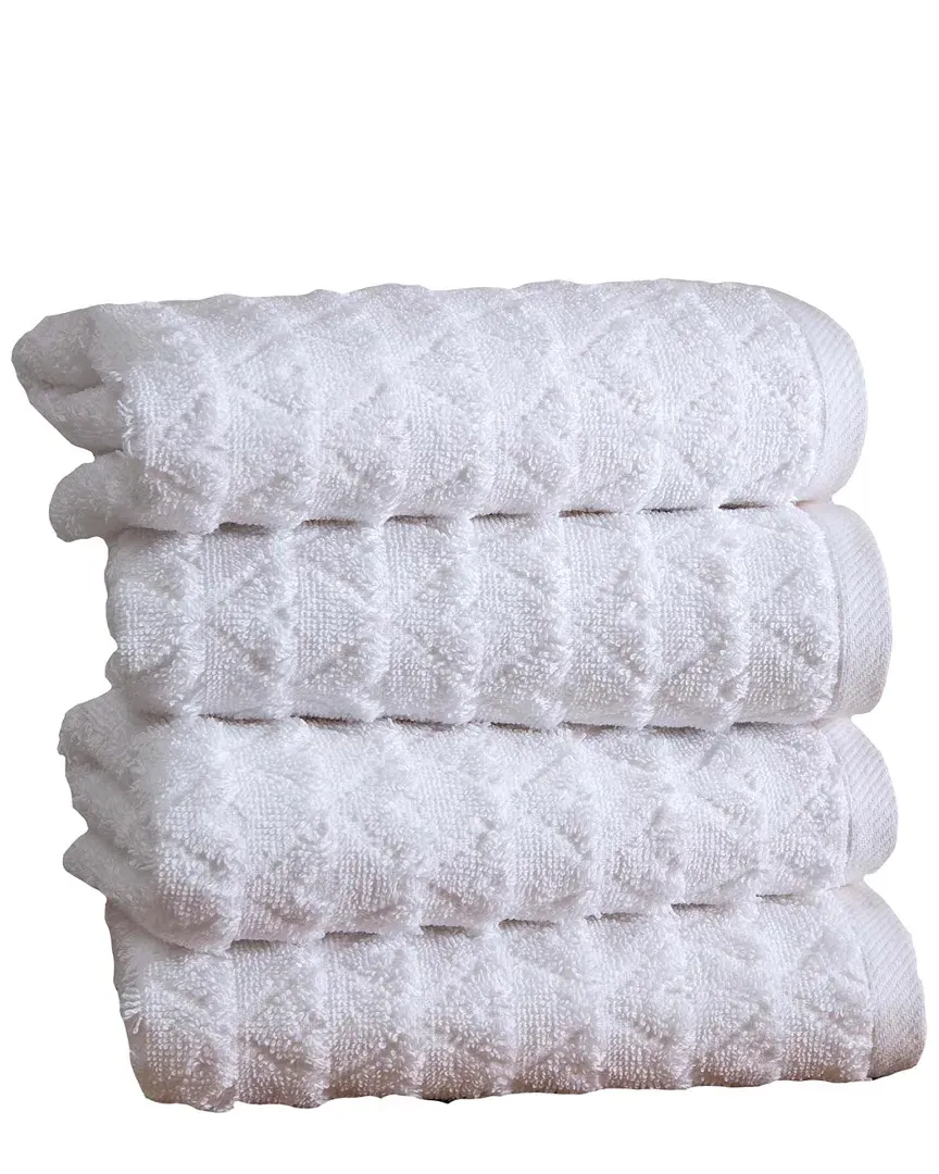 Azure Collection 4pc Hand Towel Set - White, Cotton