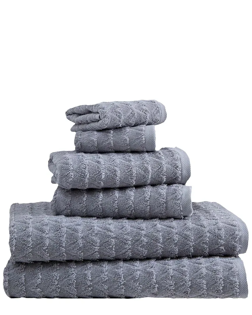 Azure Collection 6pc Towel Set - Grey, Cotton