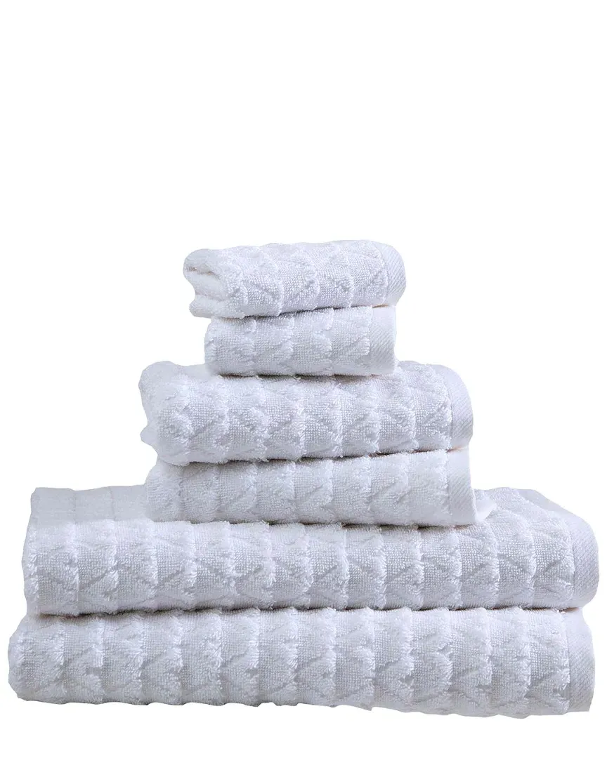 Azure Collection 6pc Towel Set - White, Cotton