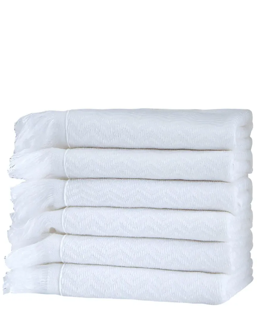 Luciana Collection 6pc Washcloth Set - White, Bamboo Cotton