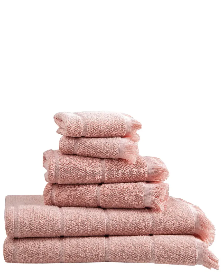 Mirage Collection 6pc Towel Set - Pink, Cotton