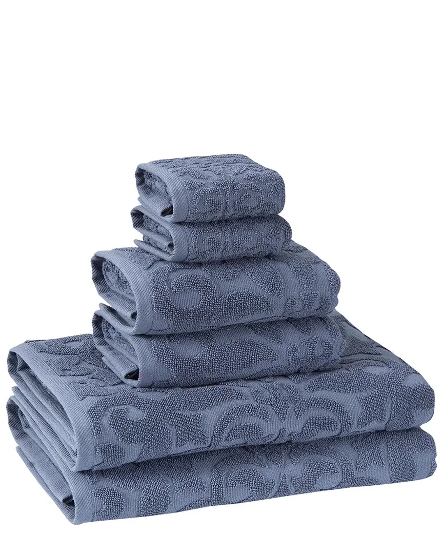 Patchouli 6-Piece Towel Set - Dusty Blue, Turkish Cotton image