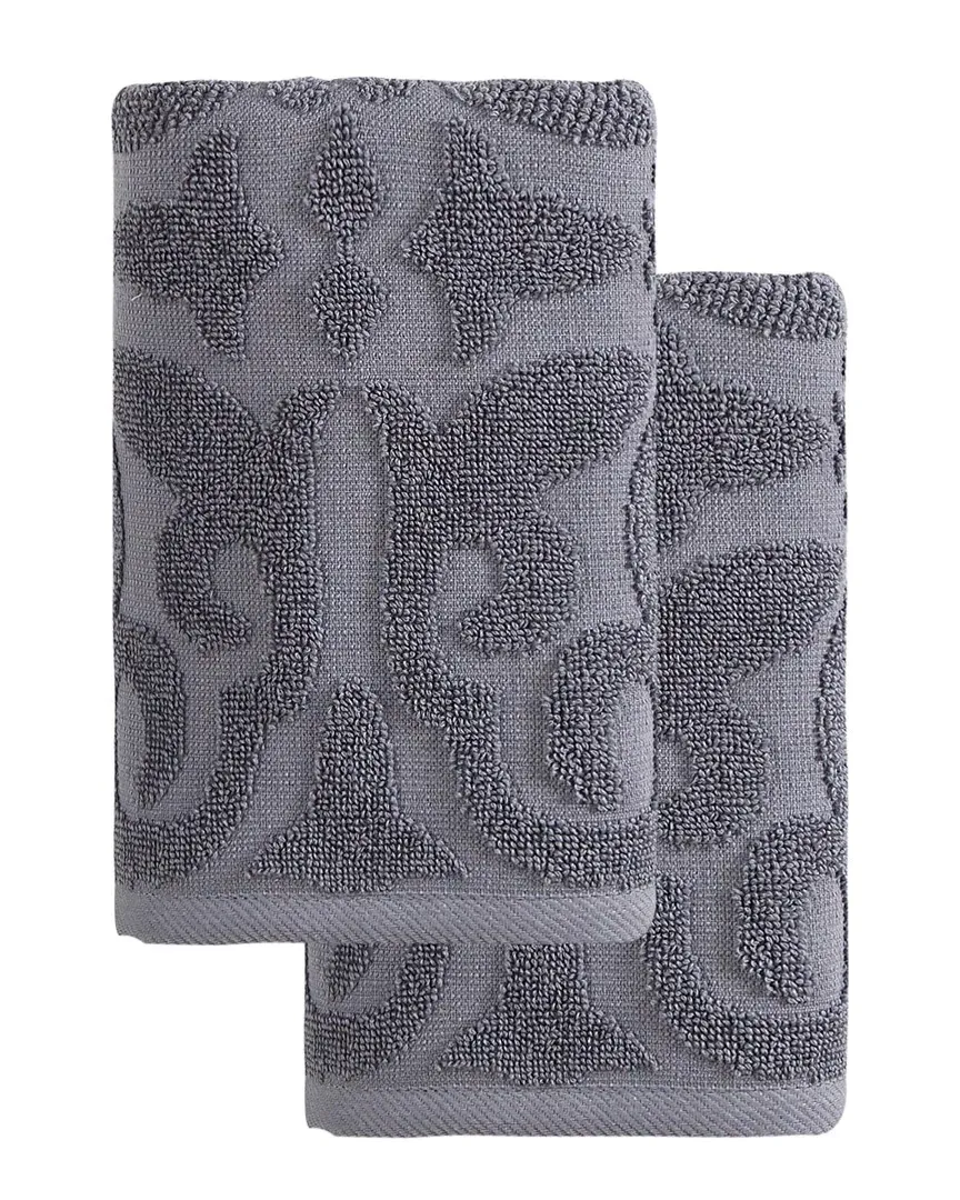 Patchouli Hand Towels 2pc Set - Grey, Turkish Cotton image