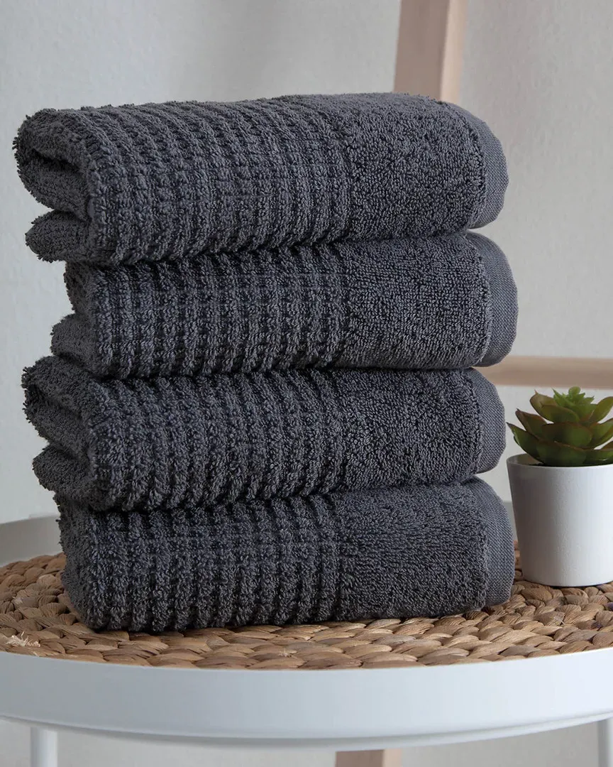 Sorano Collection 4pc Hand Towel Set - Grey, Turkish Cotton