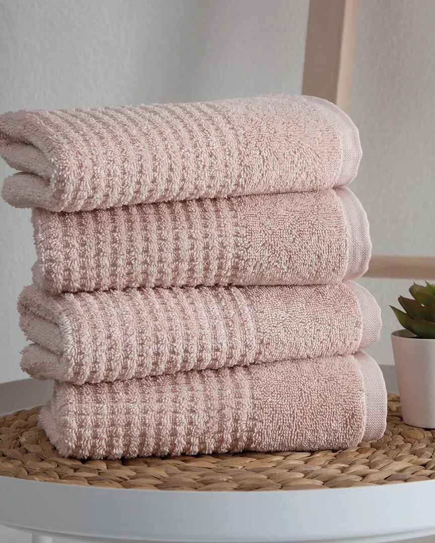 Sorano Collection 4pc Hand Towel Set - Pink, Turkish Cotton