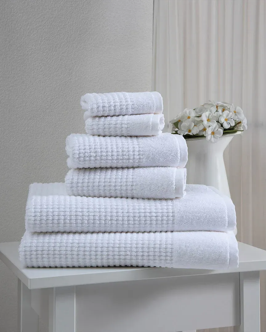 Sorano Collection 6pc Towel Set - White, Turkish Cotton