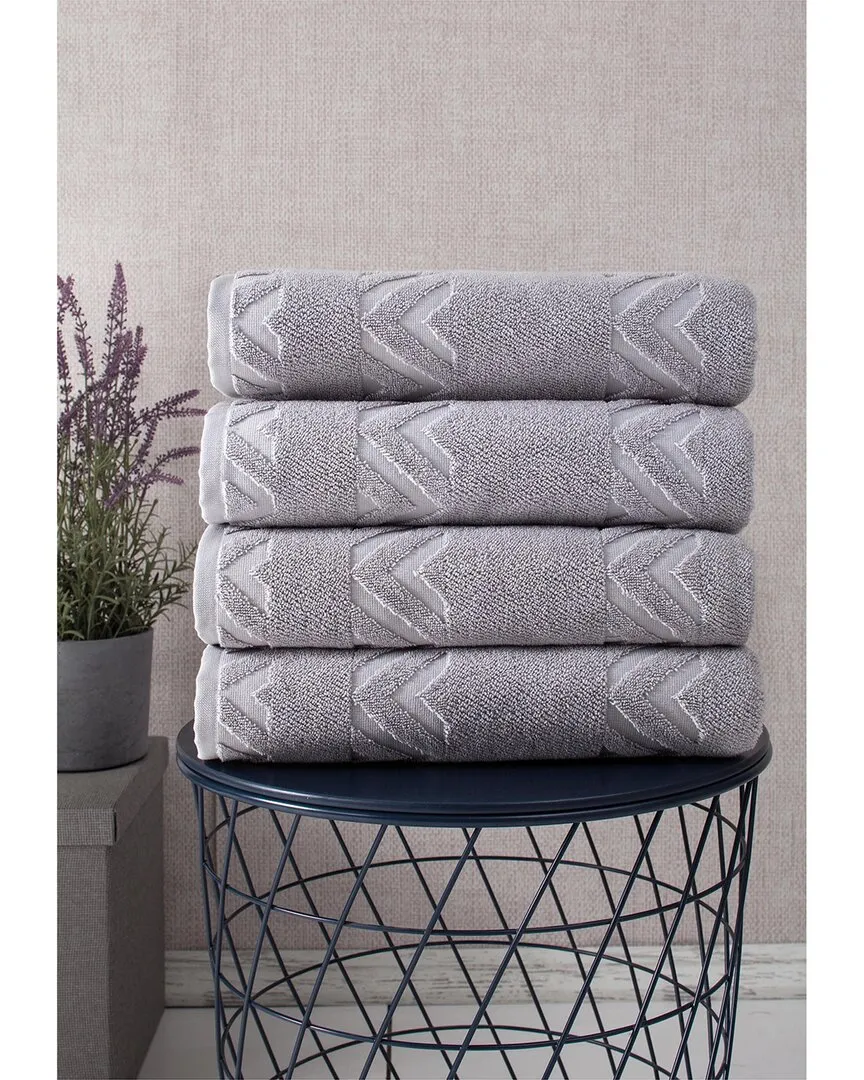 Sovrano 4-Piece Bath Towel Set - Grey, Turkish Cotton
