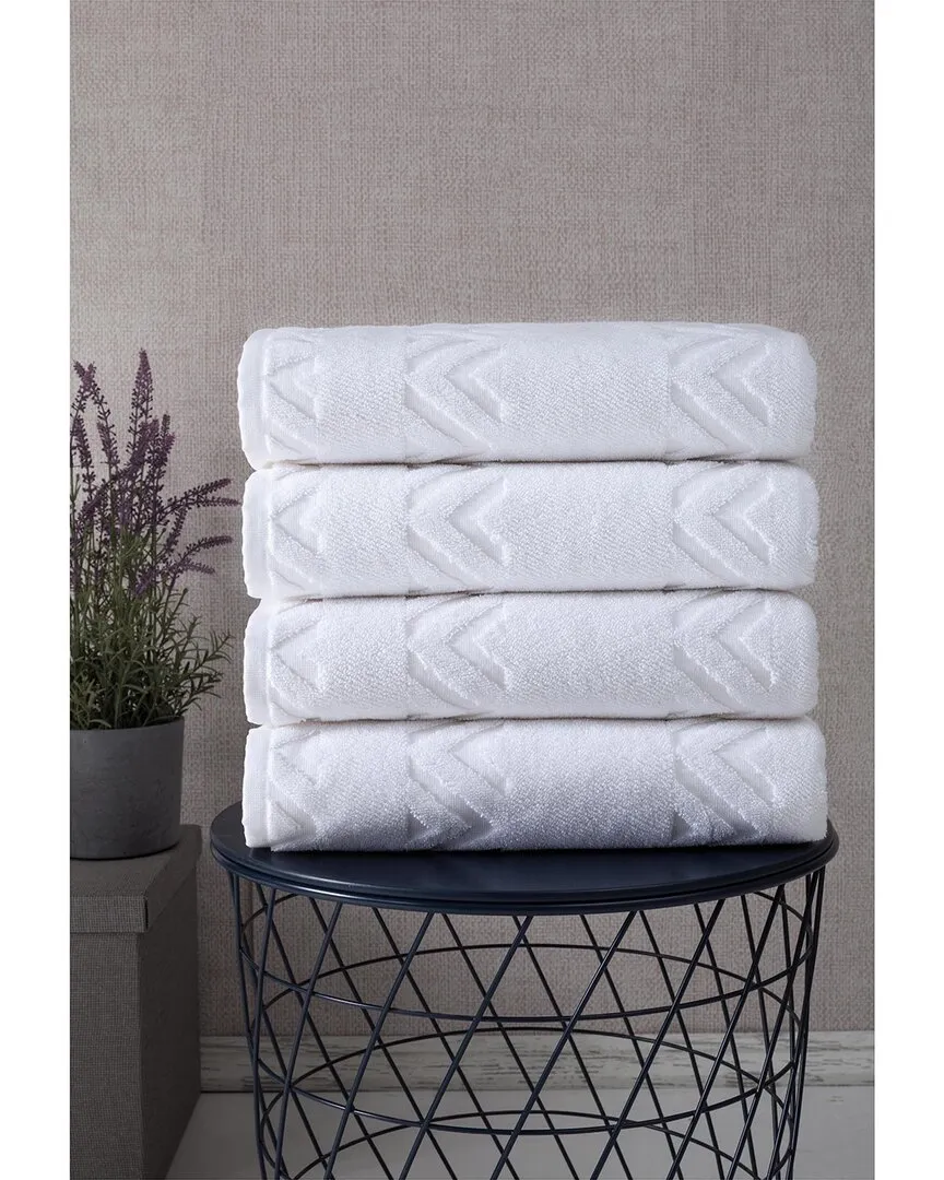 Sovrano 4-Piece Bath Towel Set - White, Turkish Cotton