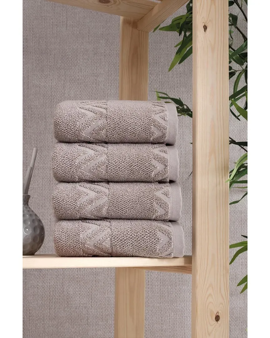 Sovrano Hand Towel Set of 4 - Beige, Turkish Cotton