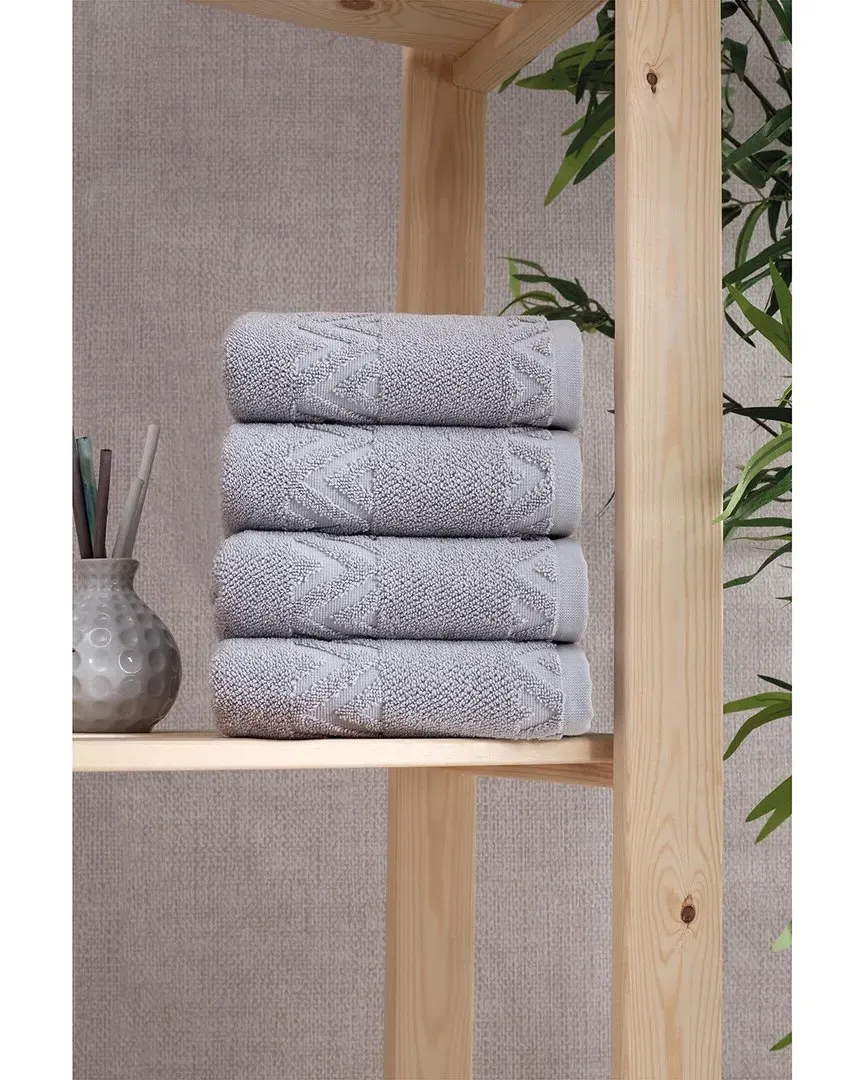 Sovrano Hand Towel Set of 4 - Grey, Turkish Cotton