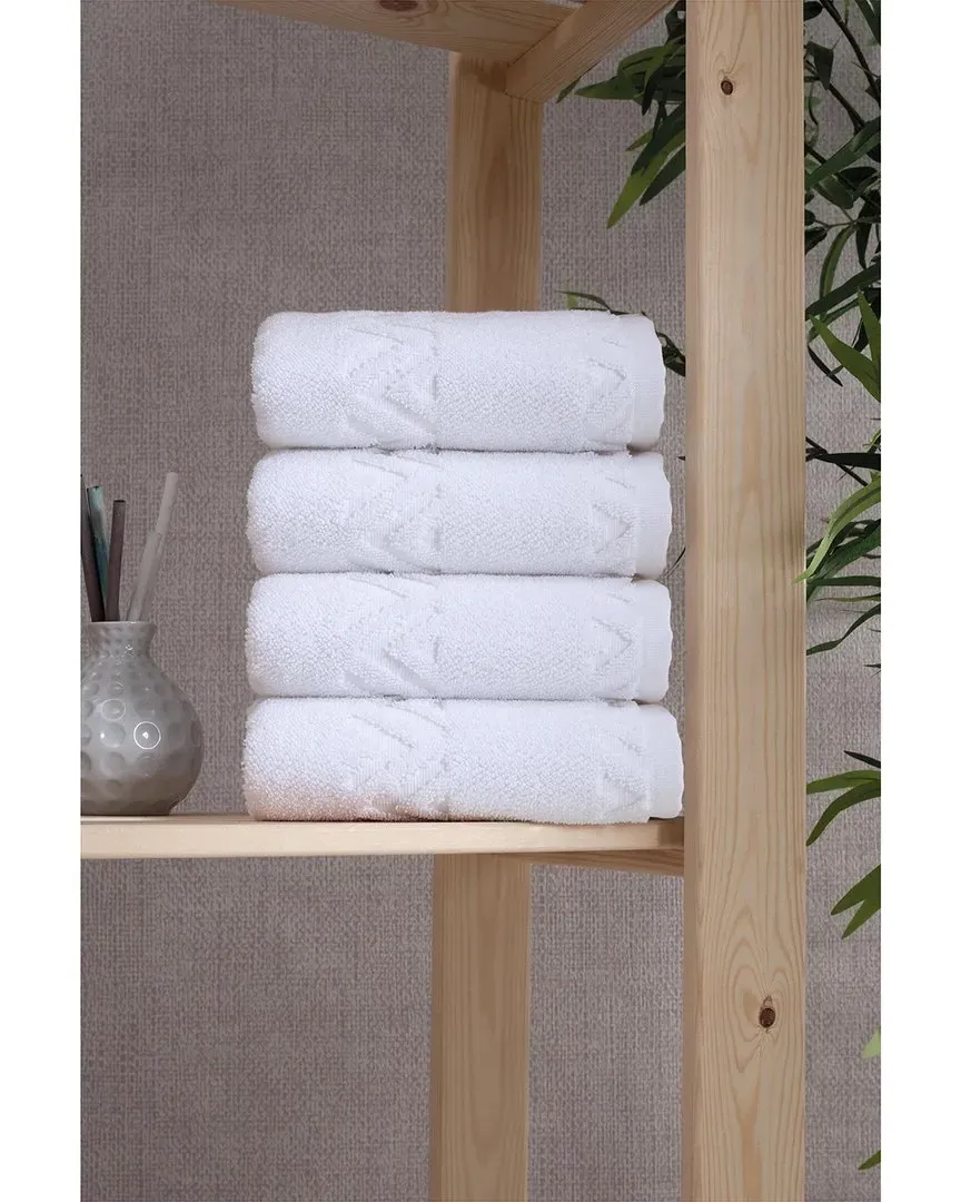Sovrano Hand Towel Set of 4 - White, Turkish Cotton
