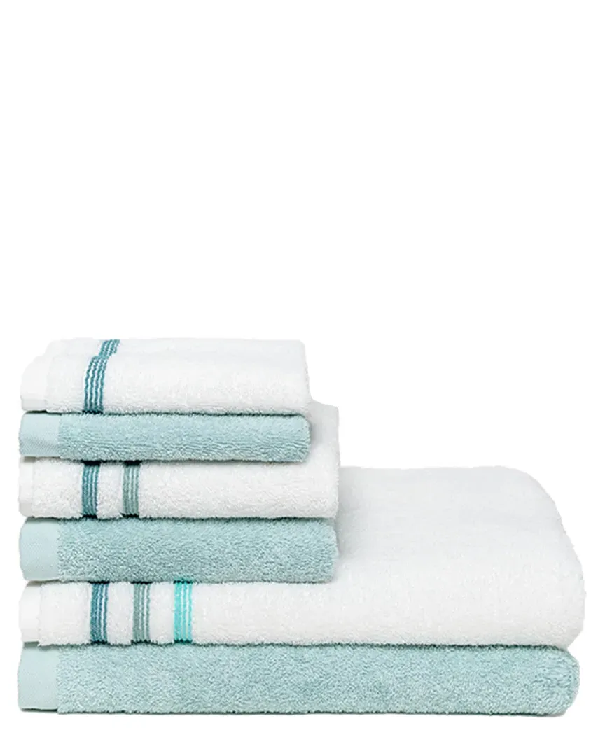 Sweet Home Collection 6pc Towel Set - White/Green, Cotton image