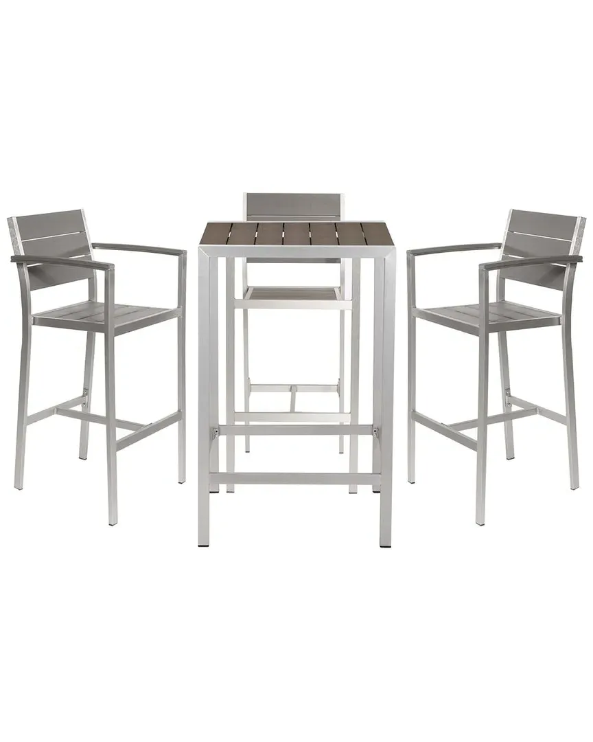 5-Piece Arm Barstool Set - Grey, Aluminum image