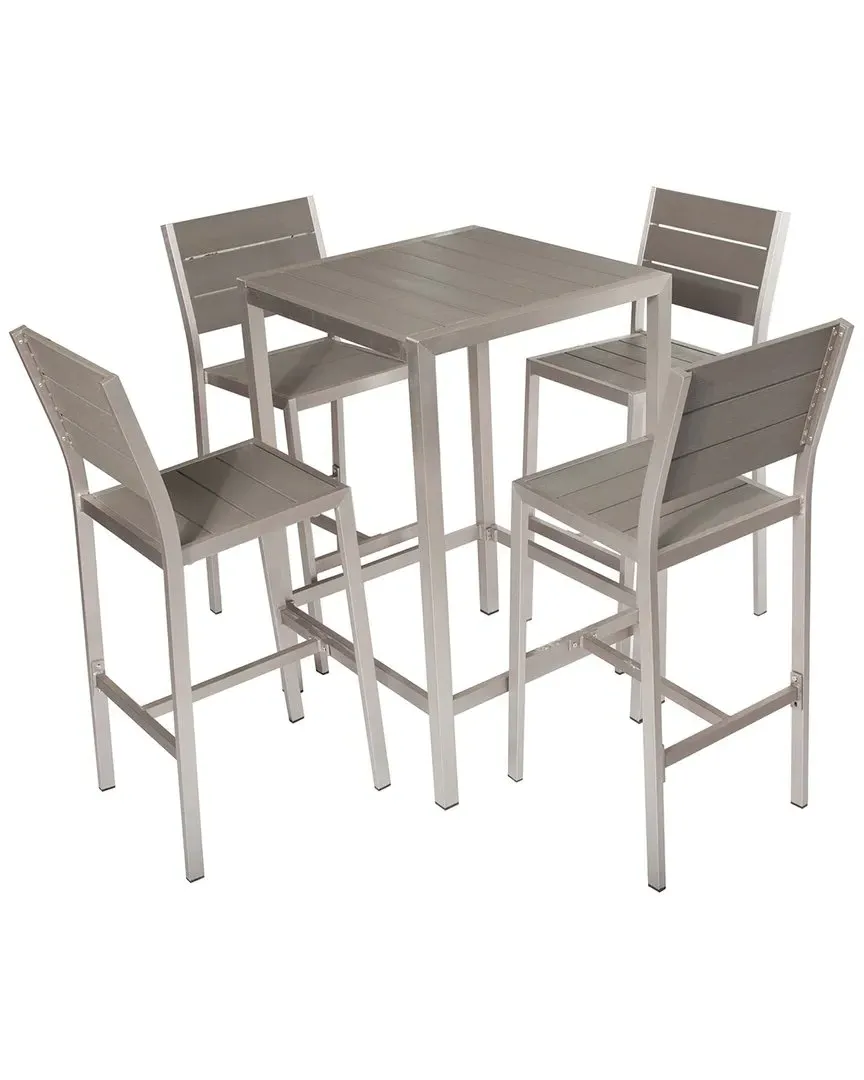 5-Piece Barstool Set - Grey, Aluminum