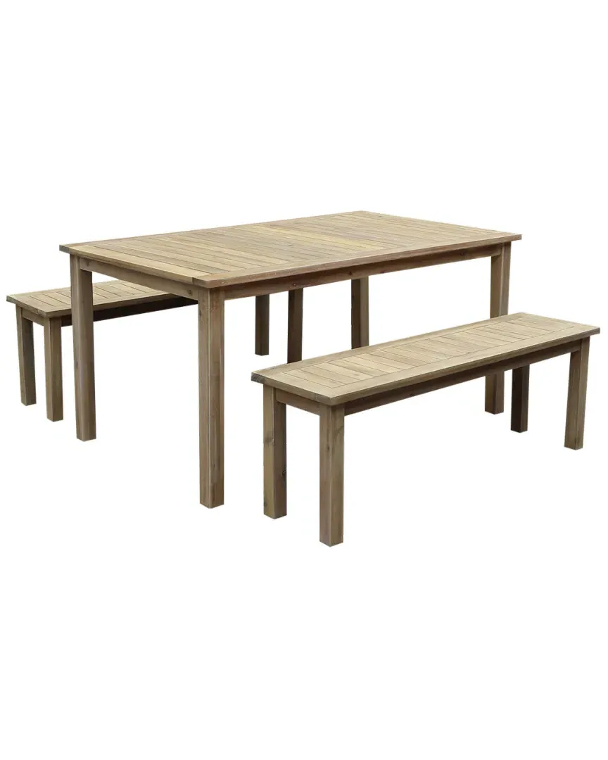 Agua 3-Piece Dining Bench Set - Teak image
