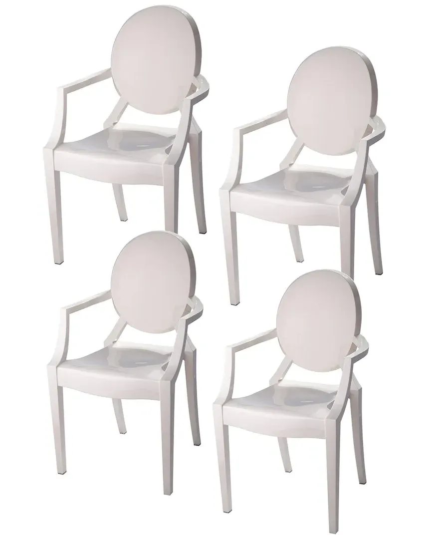 Bentley Arm Dining Chair Set of 4 - White, Polycarbonate