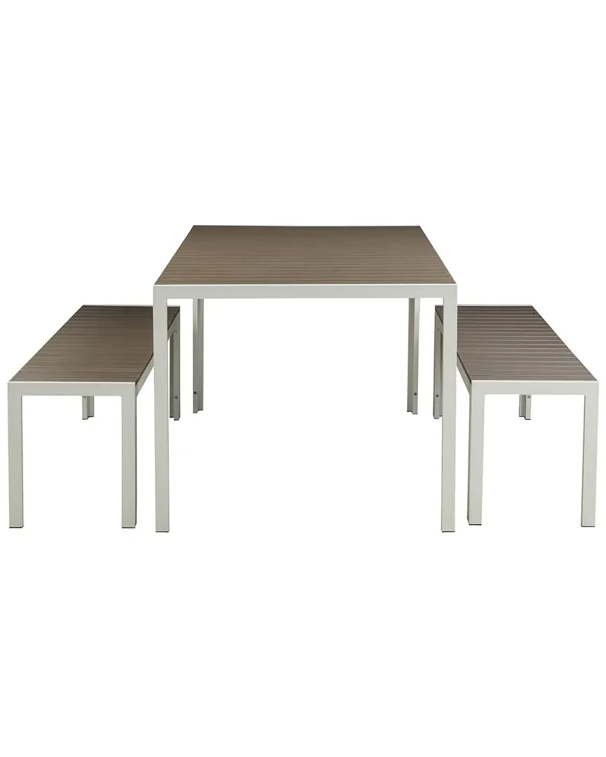 Breeze 3-Piece Dining Set with Benches - Grey, Aluminum image