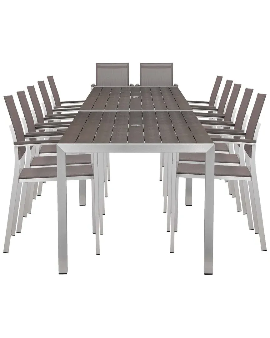 David 14-Piece Dining Set - Grey, Aluminum