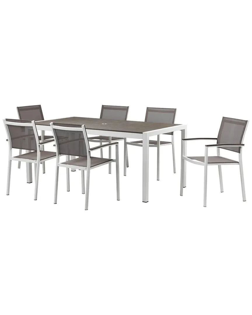 David 7-Piece Outdoor Dining Set - Grey, Aluminum image