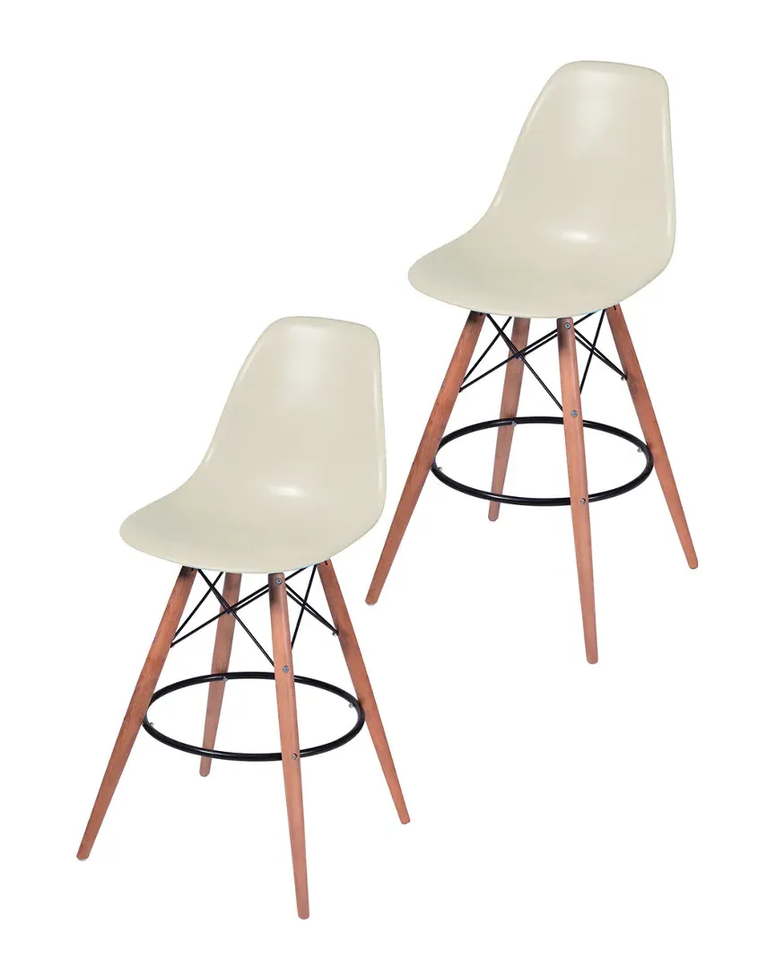 Della Set of 2 Bar Stools - White, Polypropylene image