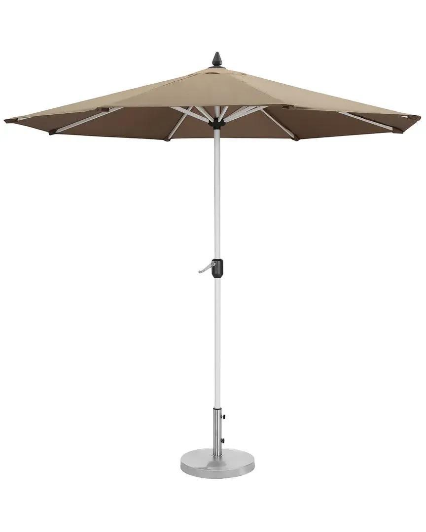 Ella 9-Foot Patio Umbrella with Base - White, Grey Fabric