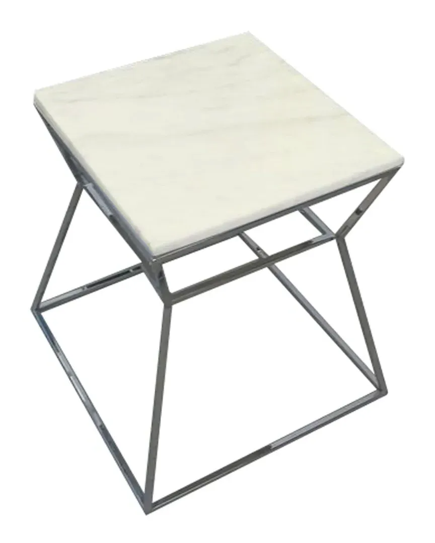 Geo Side Table Metal Frame - White, Marble