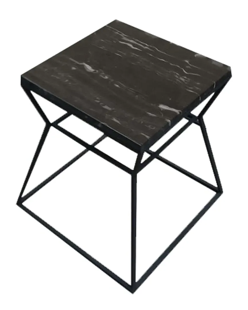 Geo Side Table with Marble Top - Black image