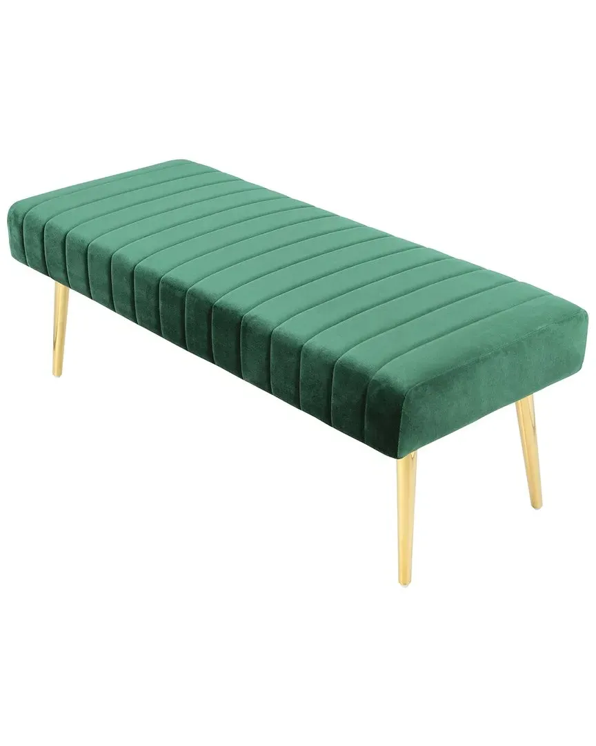 Gold Hilda Bench - Green, Velvet