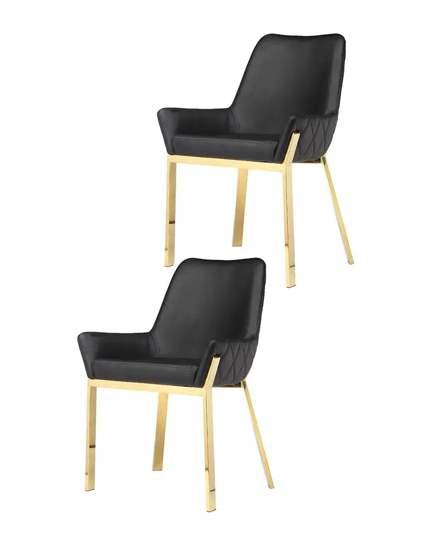 Hudson Diamond Tufted Chairs Set of 2 - Black, Polyurethane image