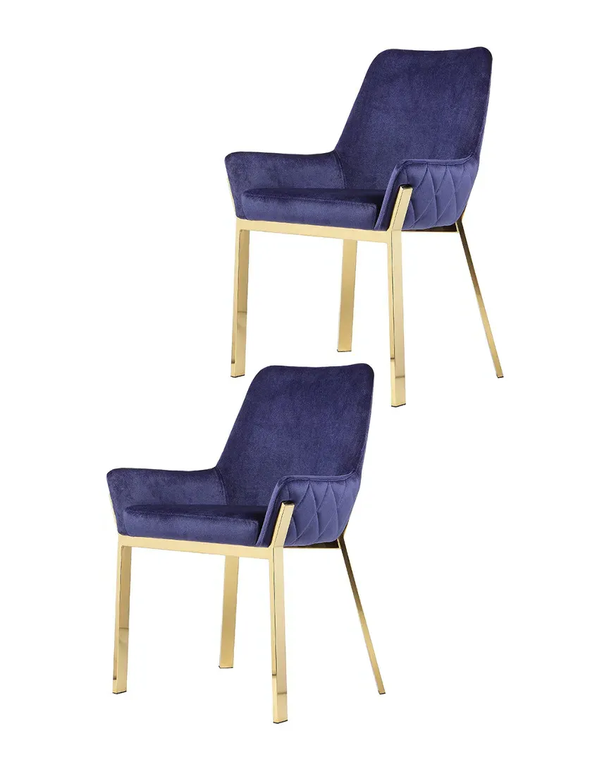 Hudson Diamond Tufted Chairs Set of 2 - Navy, Velvet