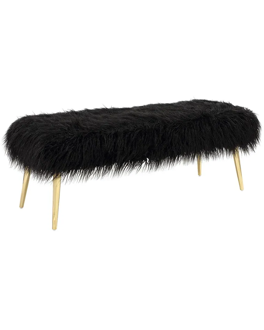 Lammy Bench - Black, Faux Fur