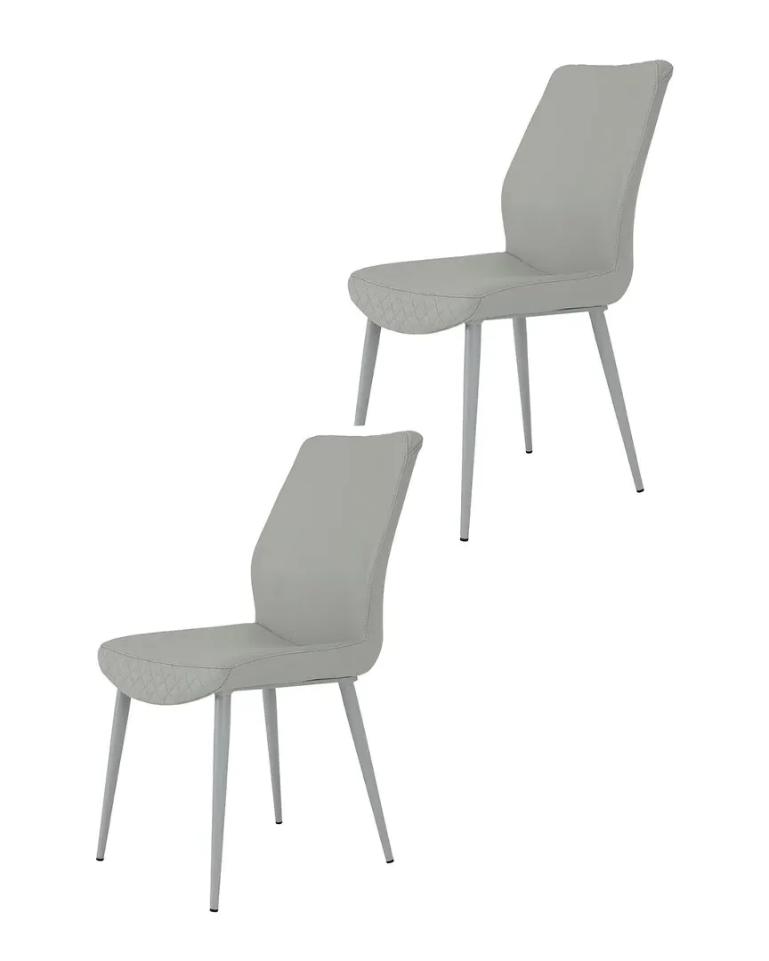 Laurel Dining Chairs Set of 2 - Grey, Faux Leather