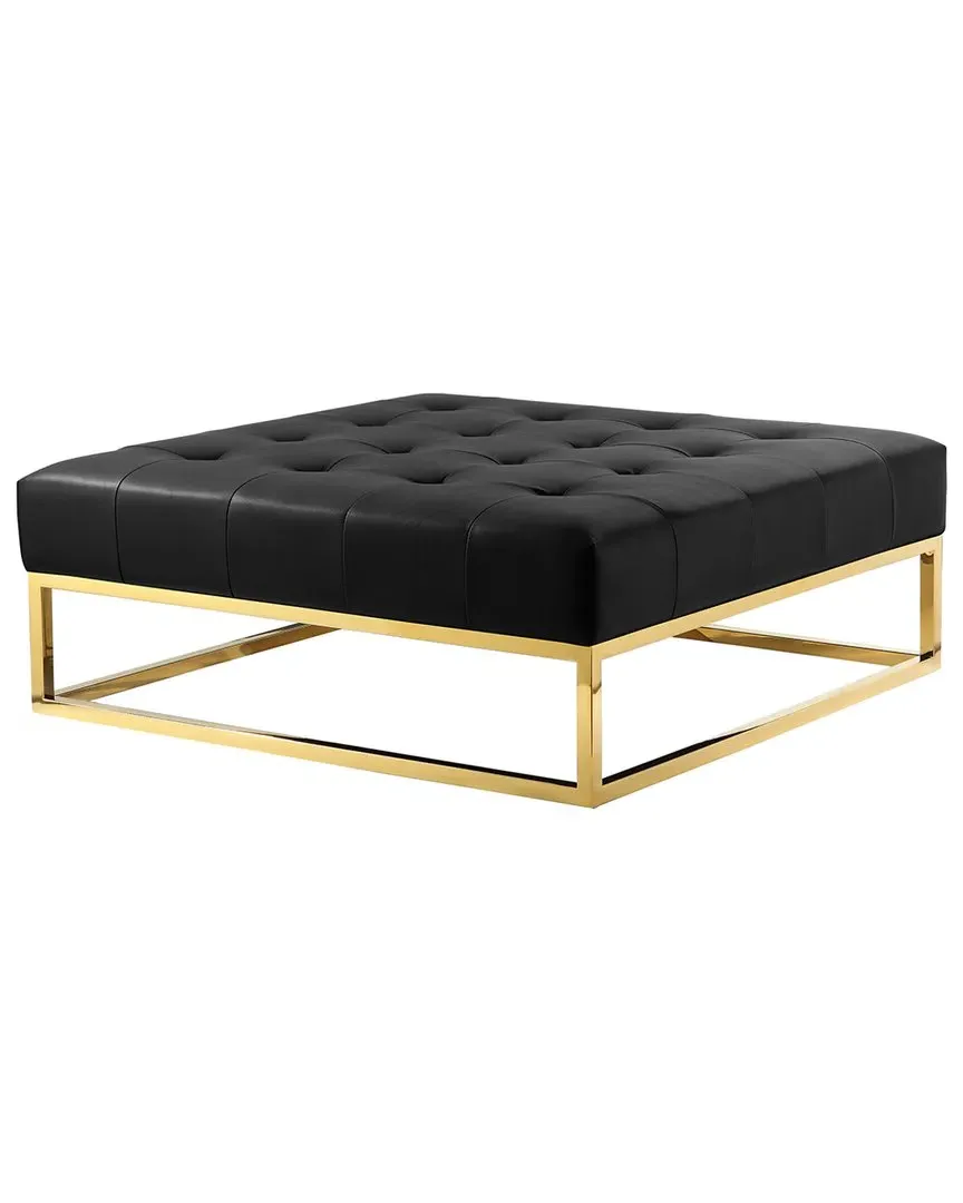 Pippa Square Ottoman with Tufted Buttons - Black image