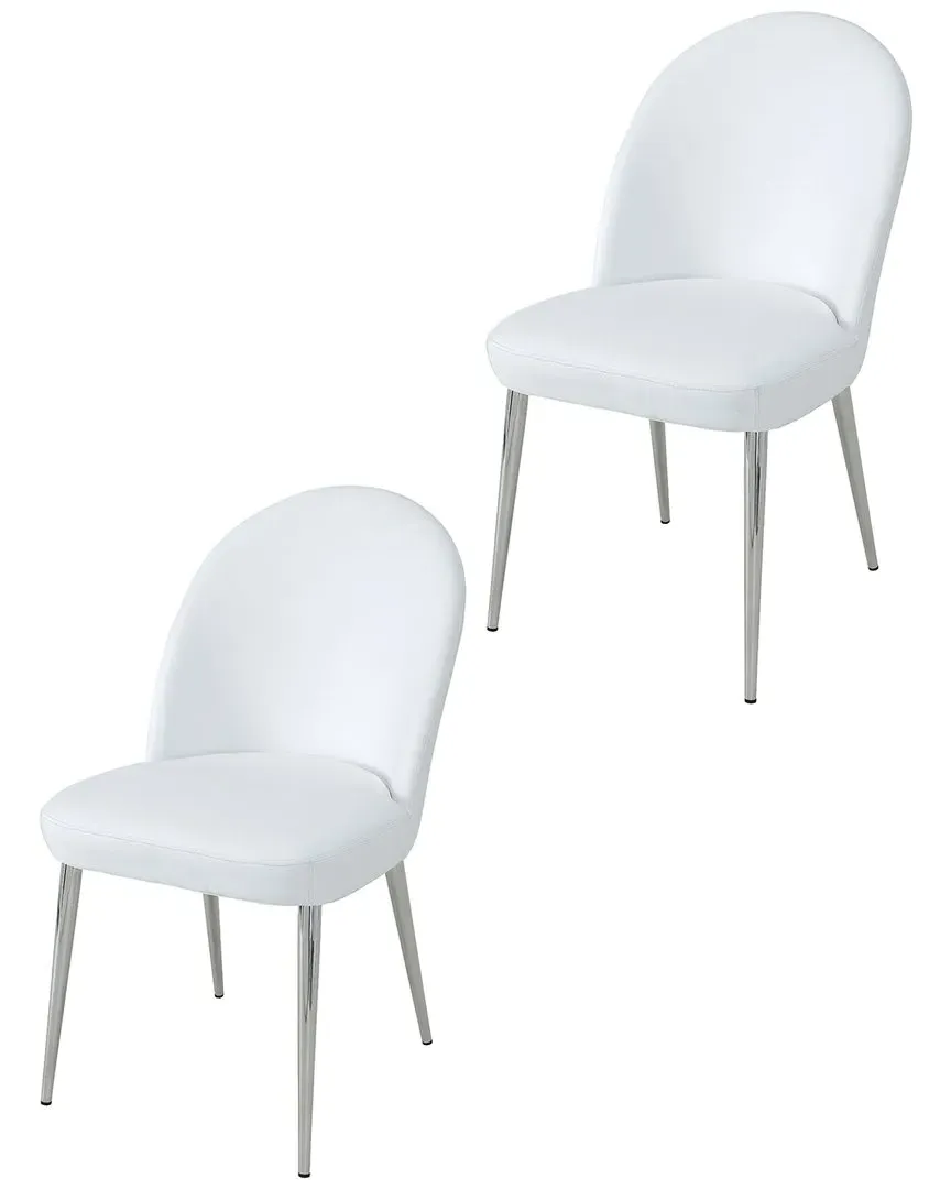 Vera Set of 2 Dining Chairs - White, Polyurethane