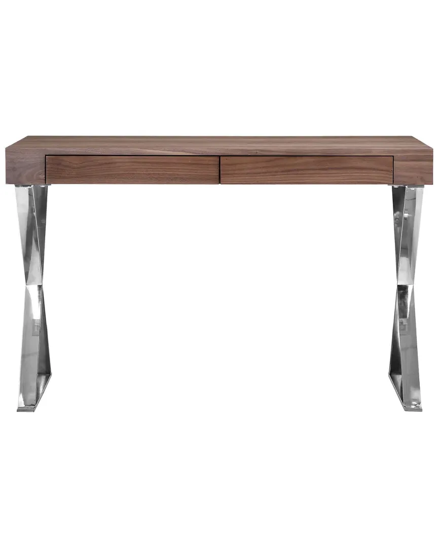 X-Leg Desk with Drawers - Walnut, Steel