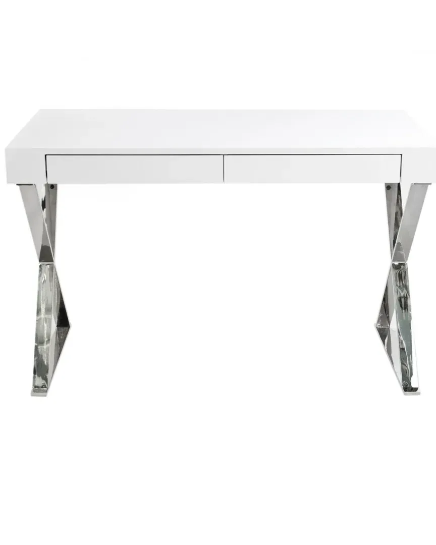X-Leg Desk with Drawers - White, Steel