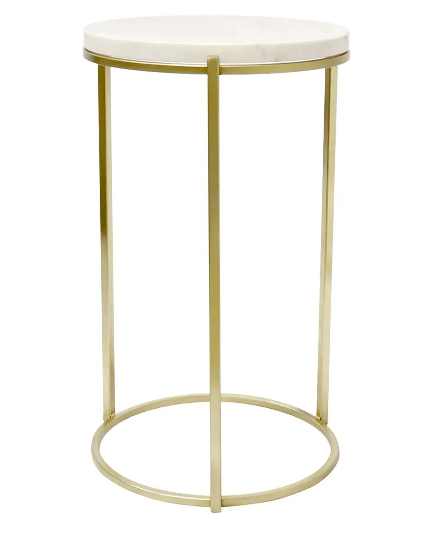 Carina Round Side Table - White, Marble image