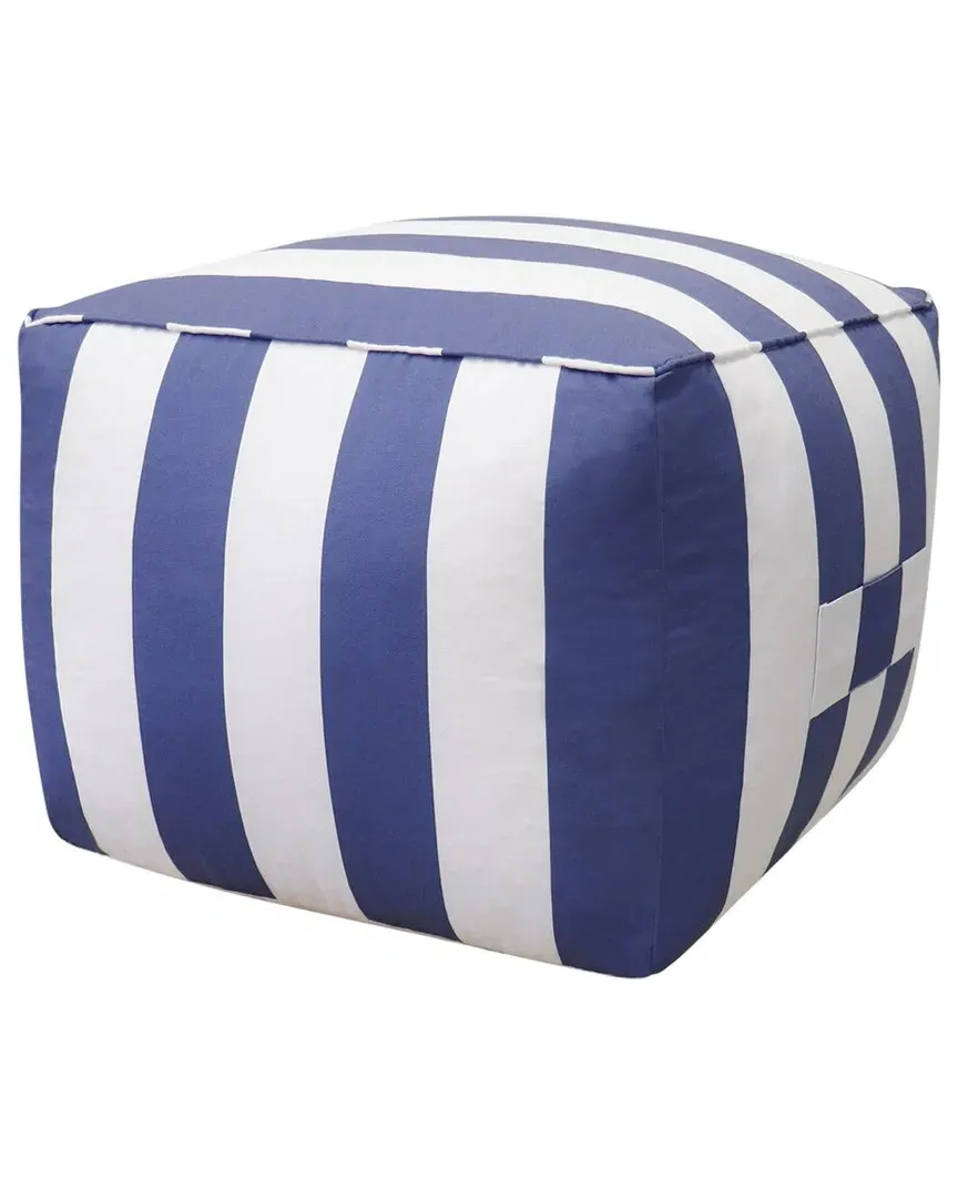 Galaxy Collection Striped Pouf - White, Polyester image