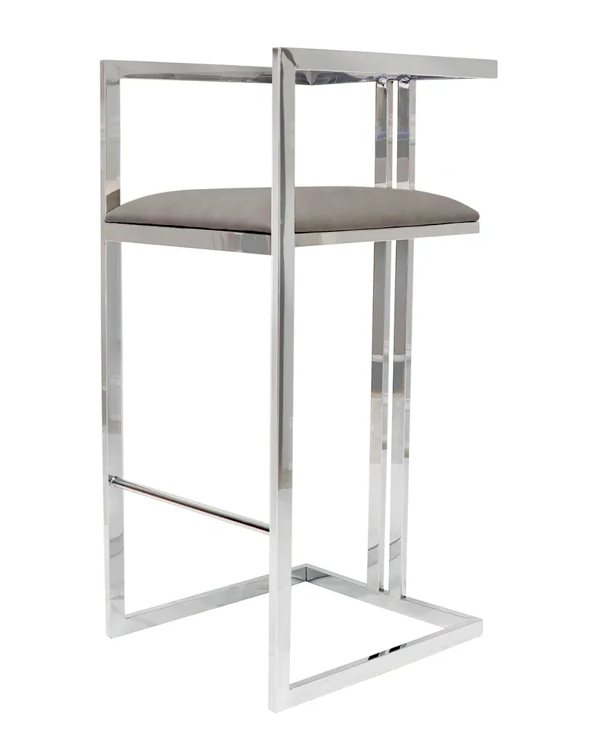 Luxe Collection Bar Stool - Grey, Faux Leather
