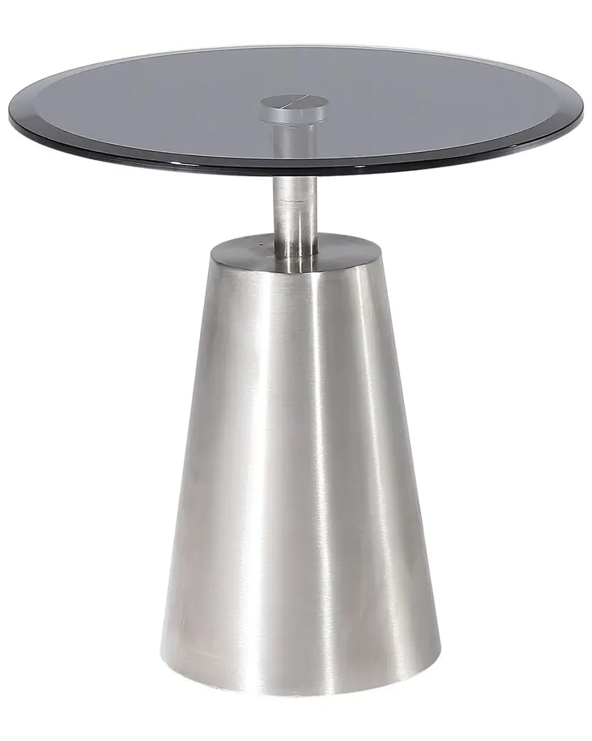 Luxe Glass & Steel Side Table - Black