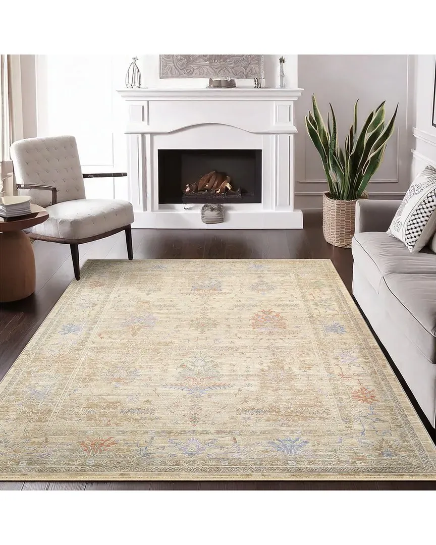 Turkish Amber Rug with Floral Motifs - Beige
