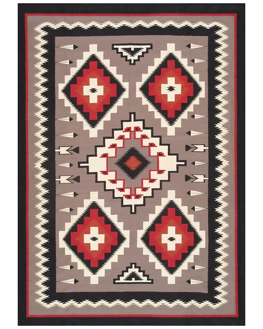 Tuscany Geometric Wool Area Rug - Grey