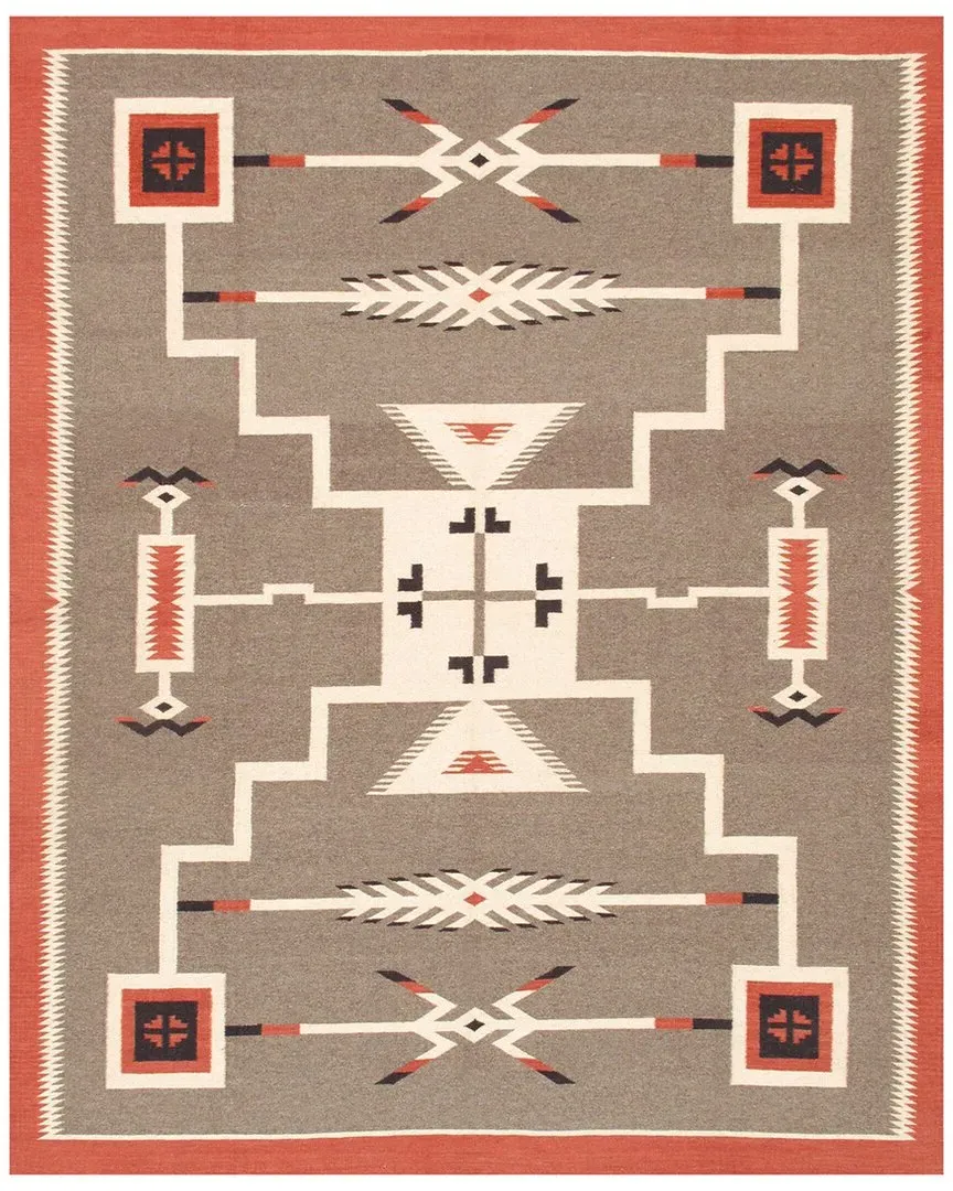Tuscany Geometric Wool Area Rug - Mocha