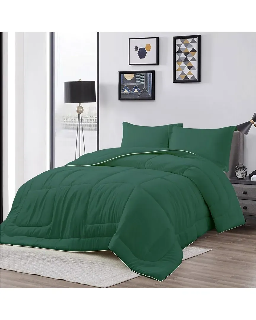 All Season Satin Down Alternative Comforter Set - Green image