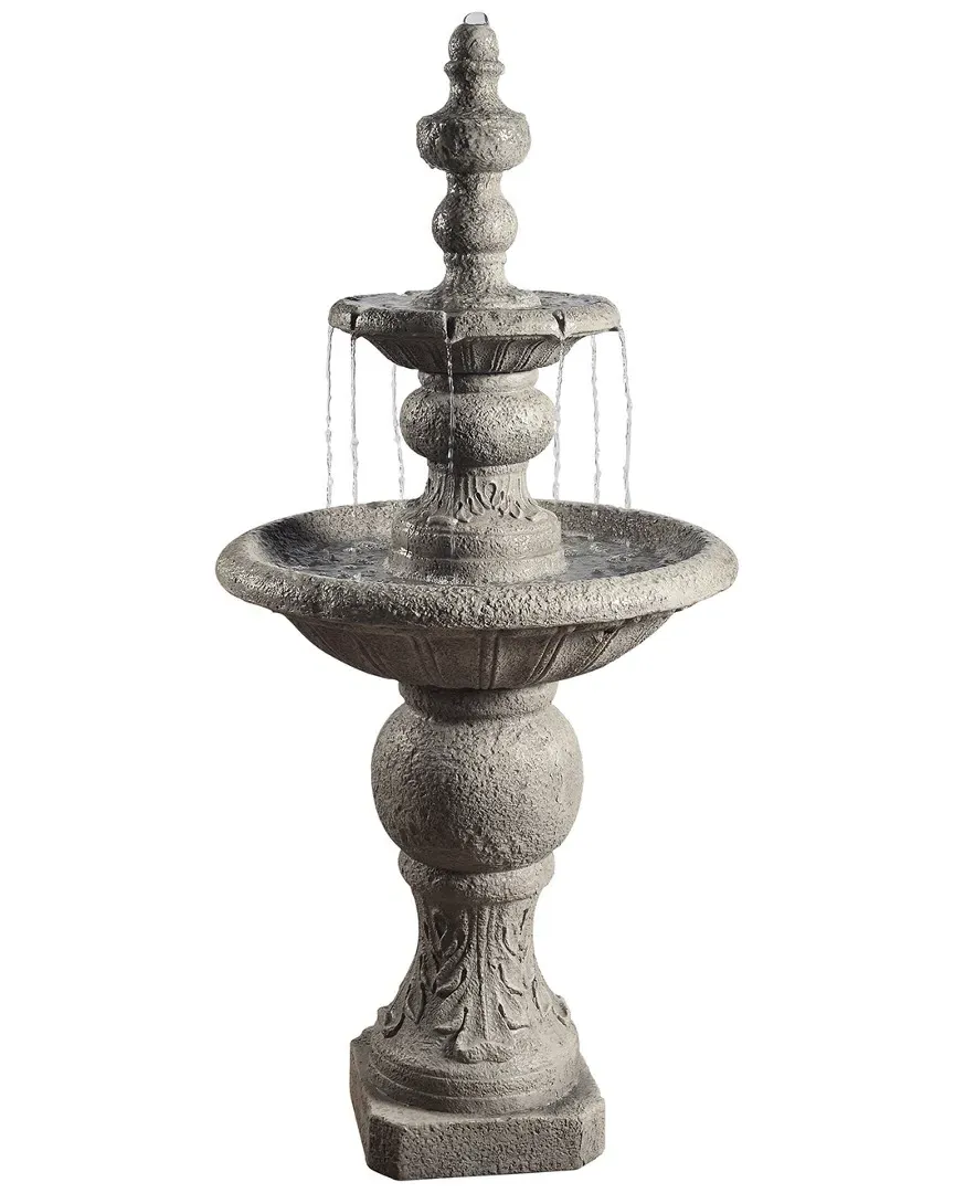 Icy Stone 2-Tier Outdoor Fountain - Grey, Polyresin