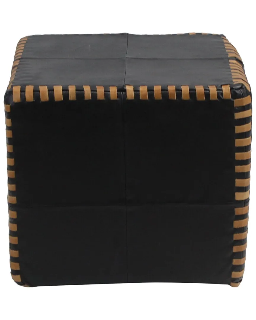20in Stitched Leather Cube - Black image